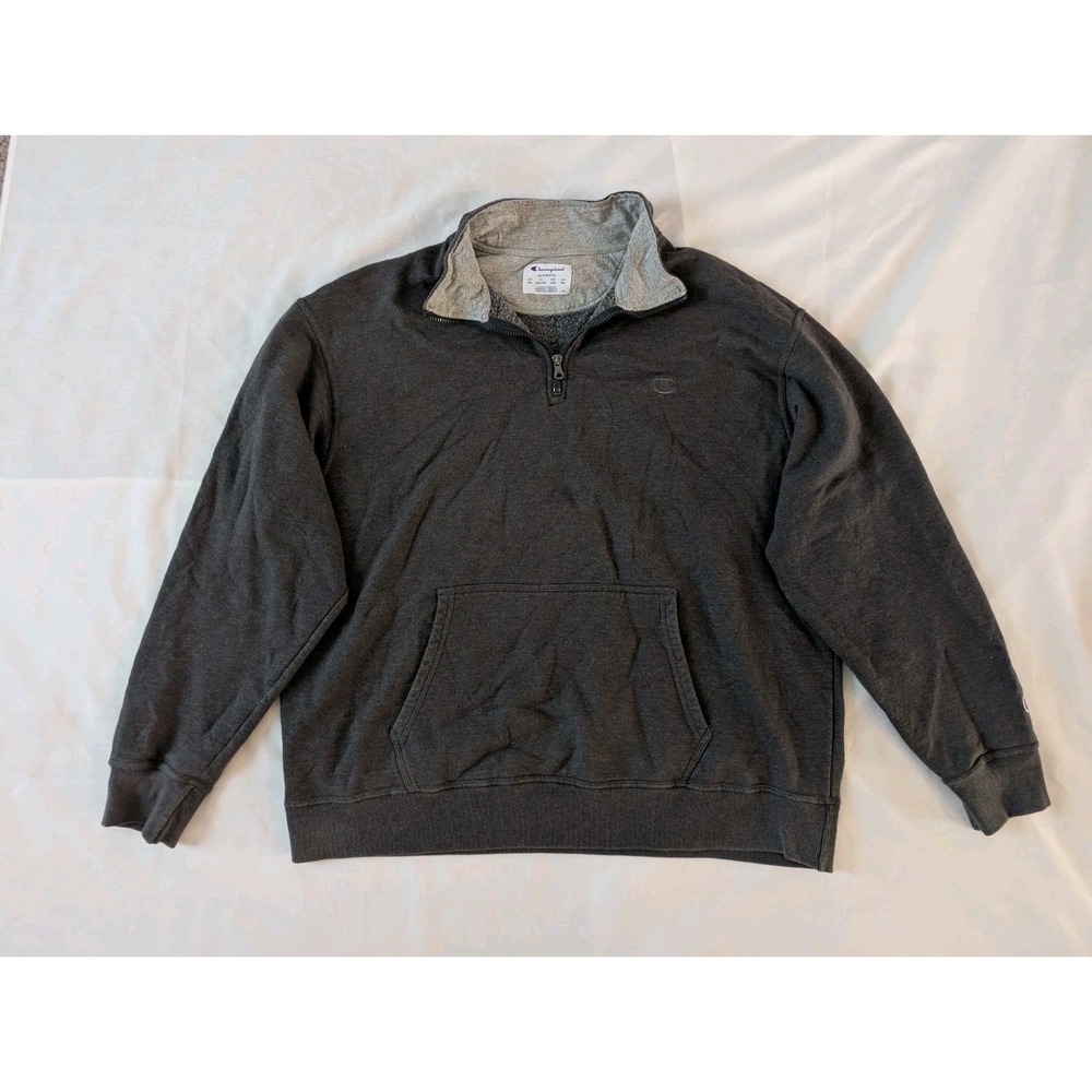 Champion Jacket Fleece Quarter Zip Dark Gray Pullover Men's 2XL XXL